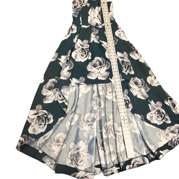 Speechless Women's High Low Gown Dress Green White Floral Strapless Sz 13 Formal - Picture 5 of 11